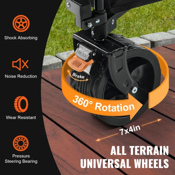 Collapsible Folding Wagon Cart With All-Terrain Wheels And Drink Holders - Image 4